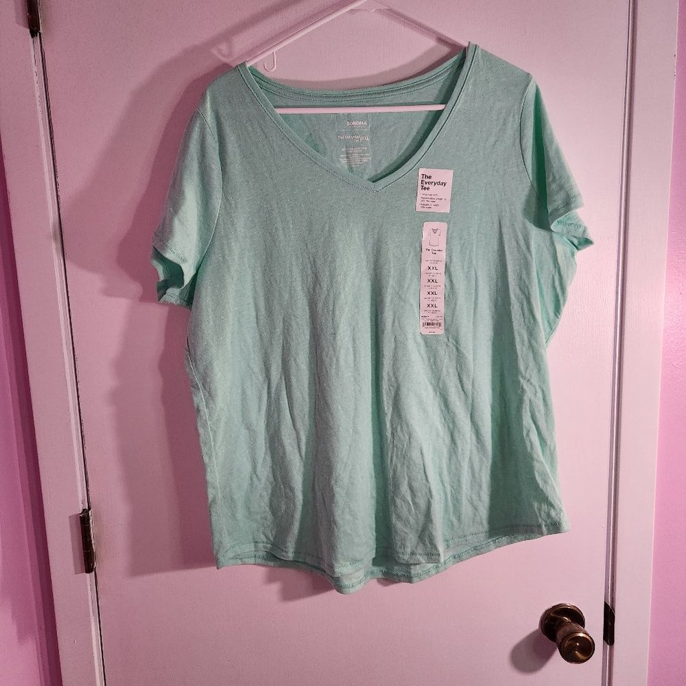 Sonoma The Every Day Tee V-Neck Shirt in Aqua Blue